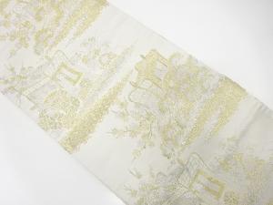 アンティーク　御所車に花模様織り出し袋帯（材料）